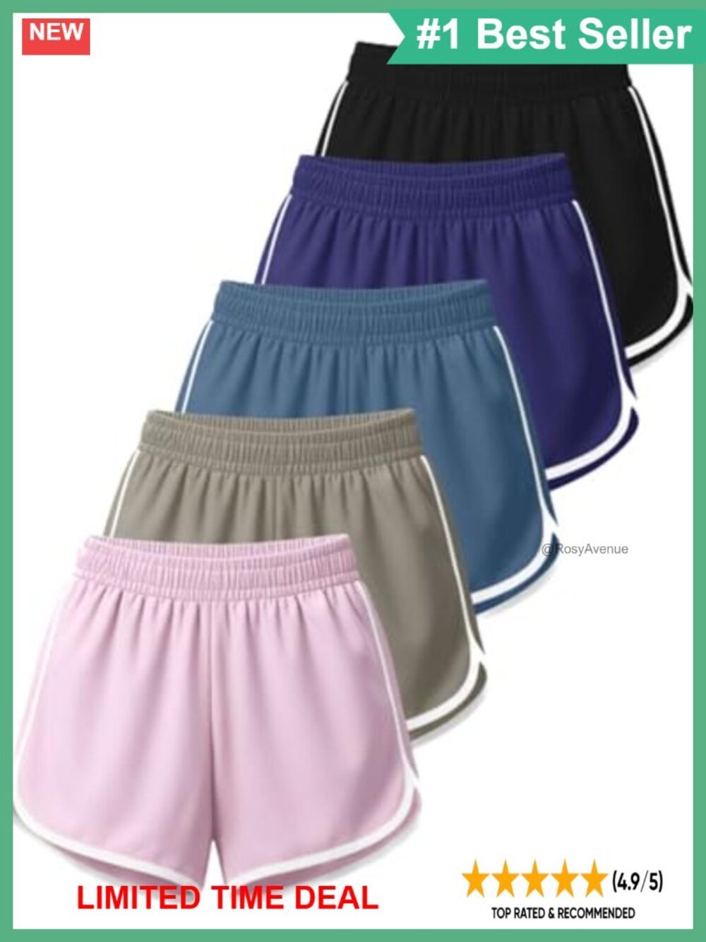 5 Pack Women's Dry Fit Dolphin Shorts Athletic Running Workout Gym Hiking